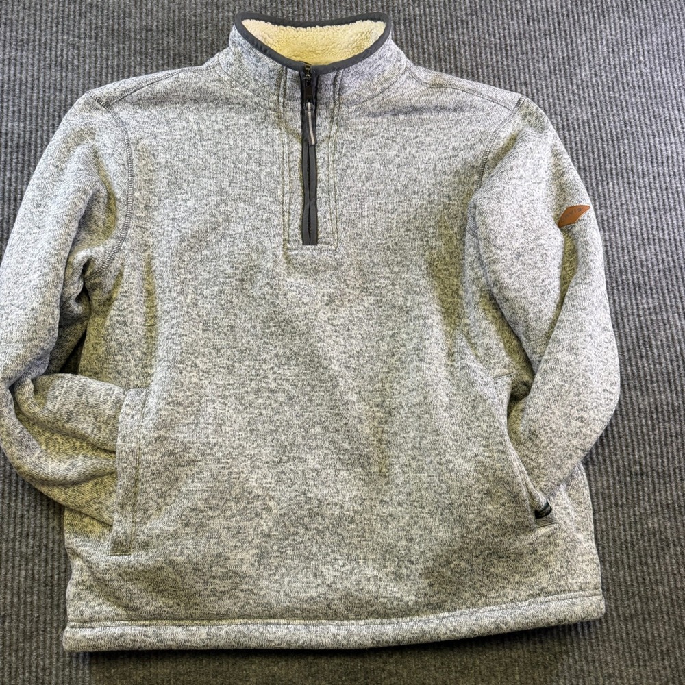 ORVIS QUARTER ZIP PULLOVER SIZE MEDIUM GRAY HEATHER POLYESTER SWEATER FLEECE